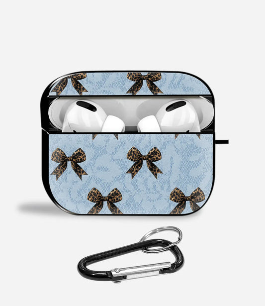 Leopard Bow Charm Aipods Glass Case